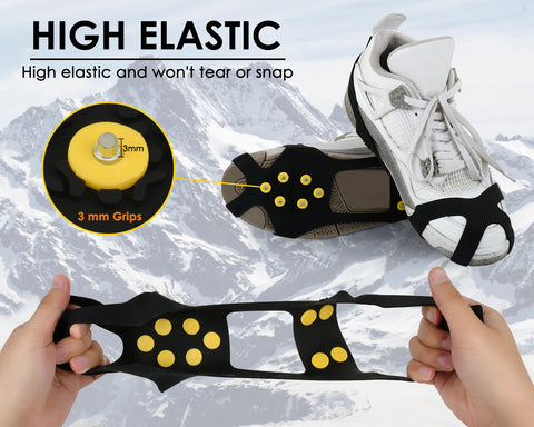 Ice Cleats for Shoes and Boots Universal Gripper Spikes Non Slip Shoe Grips Crampons for Hiking