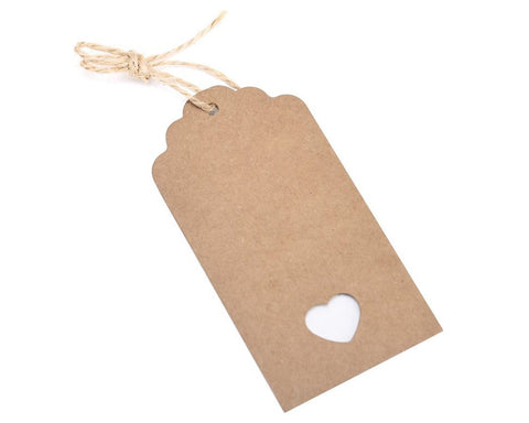 100 Pcs 10.5cm x 5.5cm Kraft Blank Hang Paper Tags with Hemp Rope