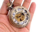 Classic Hand Wind Mechanical Pocket Watch with Chain - Copper