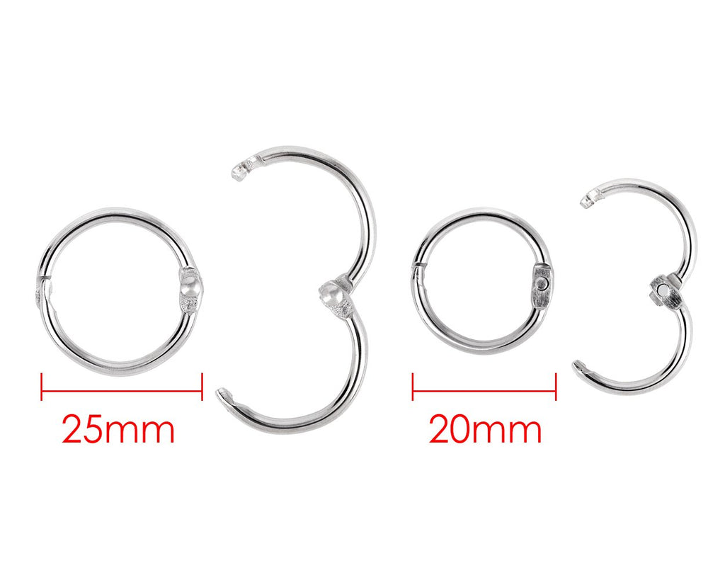 100 pieces 2cm and 2.5cm Metal Binder Rings
