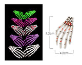 2 Pairs Gothic Skeleton Hands Bone Hair Clips - Blue and Pink