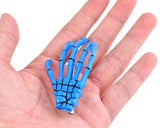 2 Pairs Gothic Skeleton Hands Bone Hair Clips - Blue and Pink