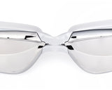 Swimming Goggles with Anti-fog Mirror Lens and Case - White