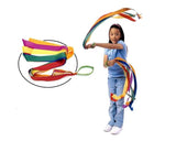 12 Pcs Hand Held Dance Rainbow Ribbons Rhythm Ribbon Toys for Children