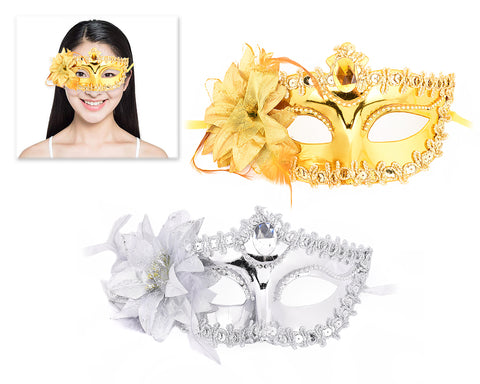 Masquerade Mask with Flower Set of 2 Costume Party Mask