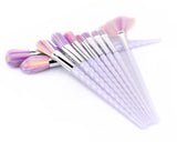 10 Pcs Professional Makeup Brush Set with Diamond Bag - Silver