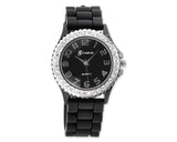 GENEVA Crystal Bezel Large Face Silicone Sport Women's Watch