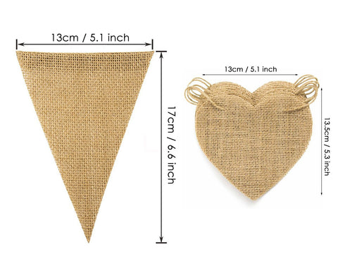 Burlap Banner with Jute Twine 45 Pieces Adjustable Blank Party Bunting