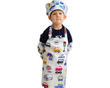 Kids Apron Set of 3 Chef Uniform Set for Kids with Apron Hat and Sleeves