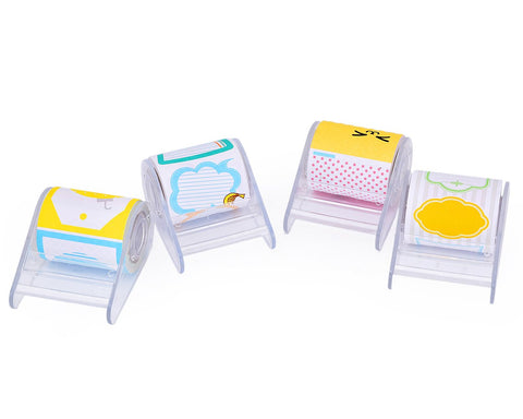 4 Packs Cartoon Refillable Roll Sticky Notes with Clear Dispensers