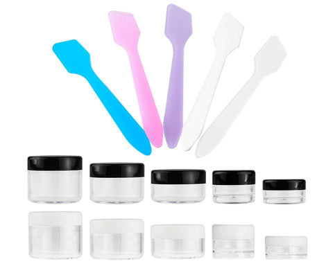 10 Pieces Makeup Travel Containers with Lids and 5 Mini Spatulas