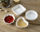 Dipping Bowls 4 Pieces Heart Shaped Ceramic Sauce Dishes - White