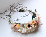 Flower Wreath Headband Adjustable Floral Crown Headpiece for Photo Shoot