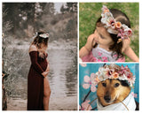 Flower Wreath Headband Adjustable Floral Crown Headpiece for Photo Shoot