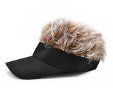 Novelty Visor cap Adjustable Visor Hat with Spiked Wigs - Black and Brown