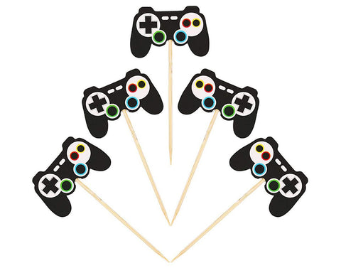 24 Pieces Video Game Controllers Cupcake Toppers Gamepad Cake Picks