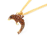 Dolphin Bling Swarovski Crystal Necklace - Brown