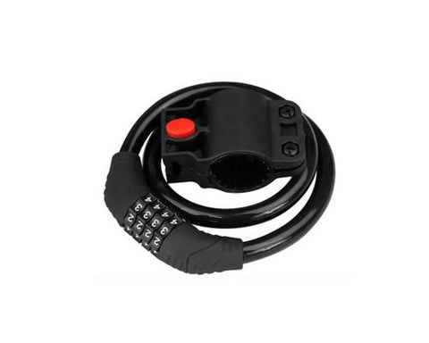 2 Feet Bicycle Resettable Combination Spiral Cable Lock - Black