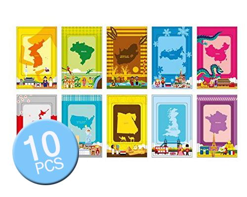 10 Pcs Photo Sticker Borders for Fujifilm Instax Mini Films - Map