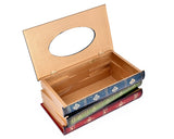 Retro Handcrafted Wooden Book Design Tissue Box