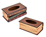 Retro Handcrafted Wooden Book Design Tissue Box