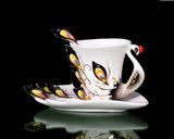 Peacock Cup and Saucer with Spoon