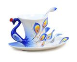 Peacock Cup and Saucer with Spoon