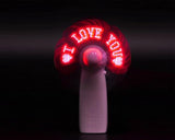 Portable Handheld LED Message USB Rechargeable Mini Pocket Fan - Red