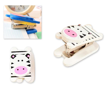 Wooden Desktop Mini Stapler Office Book Sewer - Cow