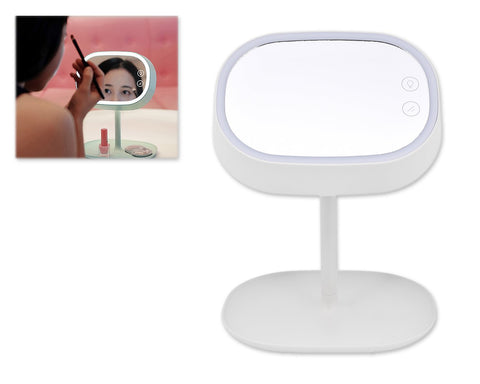 Compact LED Makeup Mirror with Table Lamp - White