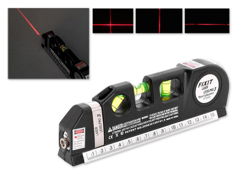 Multipurpose Laser Level with Bubble Level Measure Tape and Rulers