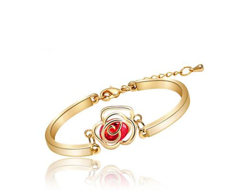 Hollow Rose Red Crystal Bangle