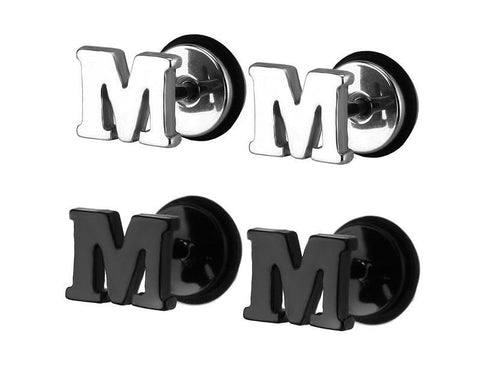 Titanium Alphabet Initial Stud Earrings A-Z