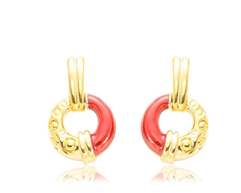 Gold Round Clip Earrings for Girls