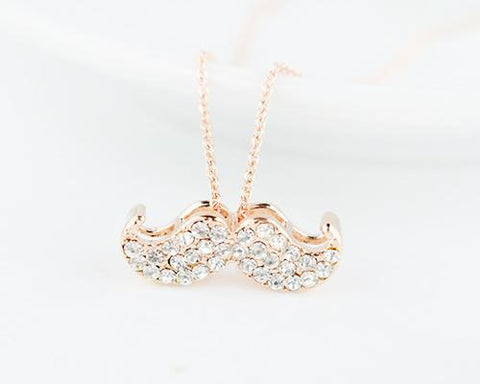 Stylish Mustache Crystal Necklace