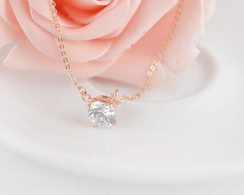 Mini Round Diamond Crystal Necklace