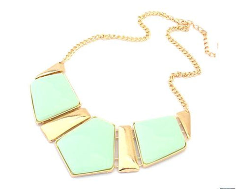 Elegant Geometric Polygon Resin Necklace - Ice Green