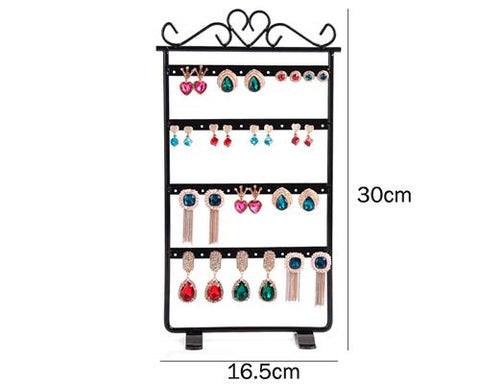 Elegant Metal Jewelry Earring Organizer Stand - Black