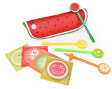 Fruit Shaped Stationery Set with Pencil Case Pens and Sticky Notes - A