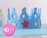 10 Pcs Birthday Party Sponge Crowns Set