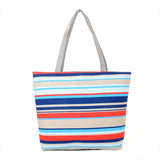 16 Inches Striped Canvas Tote Beach Handbag