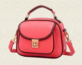 Vintage PU Leather Crossbody Satchel Bag - Red