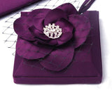 Rose Flower Wedding Reception Guest Book and Pen Set - Purple