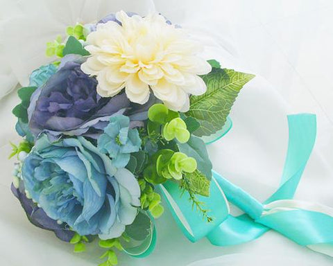 Vintage Wedding Rose Flowers Bouquet - Blue