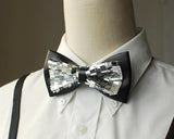 Men Adjustable Wedding Leather Bow Tie