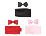 Men Wedding Satin Bow Tie and Cummerbund Set