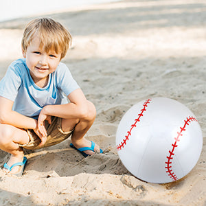 Baseball Beach Ball 11 Inch and Inflatable Bats 29.5 Inch Set of 3 Blow Up Baseb