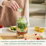 Salad Jar Leakproof 4.5 Cup Side-Open Portable