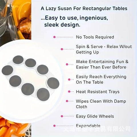 Rectangular Lazy Susan Rotating Turntable
