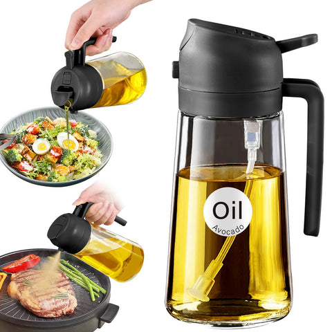 Olive Oil Sprayer Bottle 16oz Glass 2-in-1